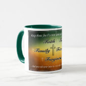 「5つのF's」の緑11ozコーヒー・マグ マグカップ (正面左)