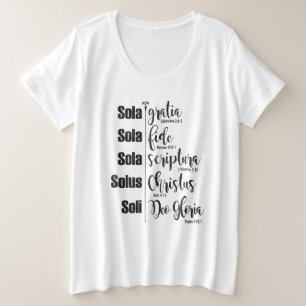 5つのSolasのとサイズの白いティー プラスサイズTシャツ