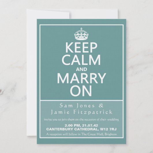 5つは平静を保ち、結婚式招待状で結婚します 招待状 (正面)