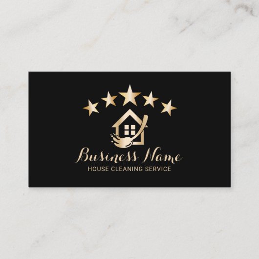 5つモダン星クリーニングサービスハウスクリーナーメイド 名刺 (正面)