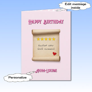 5つ星のレビューをくれたお姉さん/妹さんへ誕生日おめでとう カード
