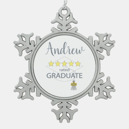5つ星の卒業生 スノーフレークピューターオーナメント (正面)