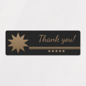5つ星ゴールドテキストブラックサンクスウォータープルーフラベル ラベル (デザイン1)