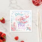 5に飛び込め!ガールピンクマーメイド5誕生日 スタンダードカクテルナプキン (インサイチュ)