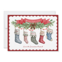 5のファミリ |クリスマスストッキングフラットホリデーカード