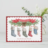 5のファミリ |クリスマスストッキングフラットホリデーカード シーズンカード (スタンド正面)