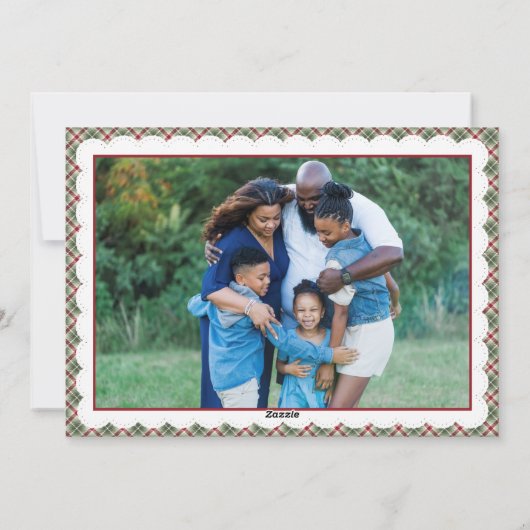 5のファミリ |クリスマスストッキングフラットホリデーカード シーズンカード (裏面)