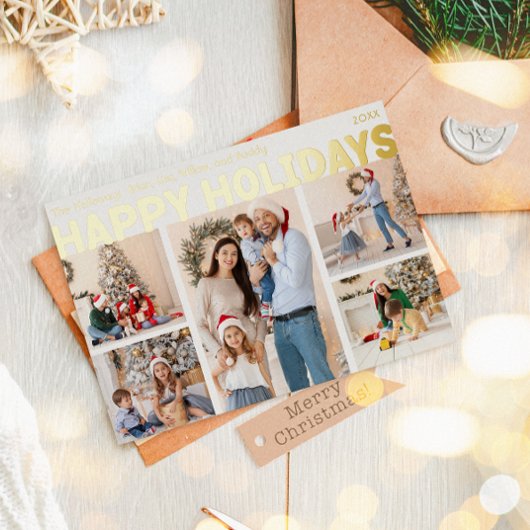 5はっきりした写モダン真の幸せ金ゴールド 箔シーズンカード