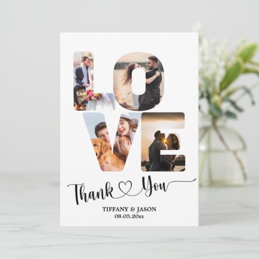 5はっきりした枚の手結婚のハートTh サンキューカード (スタンド正面)