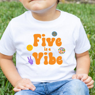 5はビバレトロ70's 5歳の誕生日 トドラーTシャツ