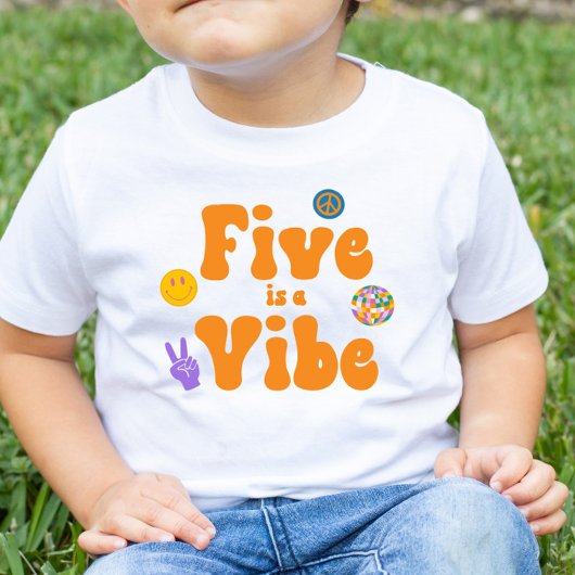 5はビバレトロ70's 5歳の誕生日 トドラーTシャツ