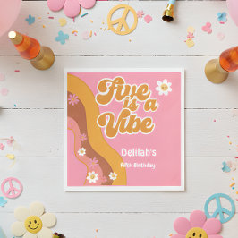 5はヴィーブ、グルービーのレトロなヴィンテージ誕生日 スタンダードランチョンナプキン