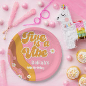 5はヴィーブ、グルービーのレトロなヴィンテージ誕生日 ペーパープレート (パーティー)