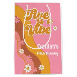 5はヴィーブ、グルービーのレトロなヴィンテージ誕生日 ミディアムペーパーバッグ