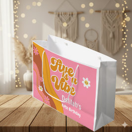 5はヴィーブ、グルービーのレトロなヴィンテージ誕生日 ラージペーパーバッグ