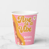 5はヴィーブ、グルービーのレトロなヴィンテージ誕生日 紙コップ (裏面)