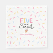 5は甘いアイスクリーム5th誕生日パーティー スタンダードランチョンナプキン (正面)