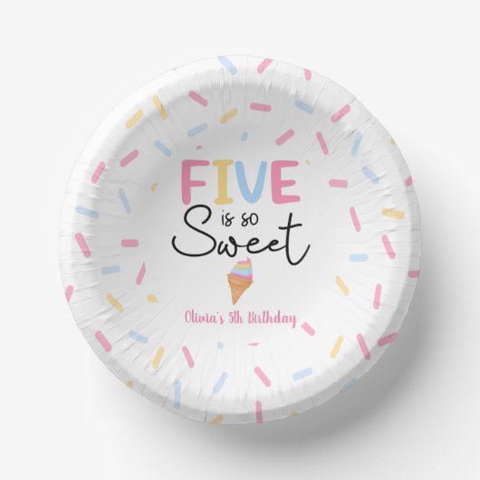 5は甘いアイスクリーム5th誕生日パーティー ペーパーボウル (正面)