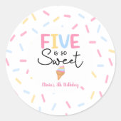 5は甘いアイスクリーム5th誕生日パーティー ラウンドシール (正面)