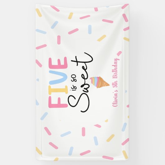 5は甘いアイスクリーム5th誕生日パーティー 横断幕 (縦)