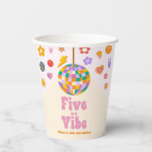 5はVibeレトロディスコボール5th誕生日パーティー 紙コップ (正面)