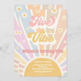 5はVibe Boho Sunshine 5th Birthdayパーティー 招待状