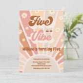 5はVibe Boho Sunshine 5th Birthdayパーティー 招待状 (スタンド正面)
