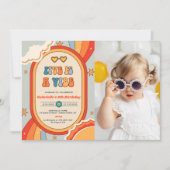 5はVibe Groovyレトロレインボー5誕生日 招待状 (正面)