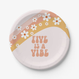 5はVibe Groovyレトロレインボー5th誕生日 ペーパープレート