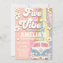 5はVibe Groovy第五誕生日招待状