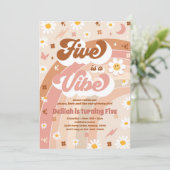 5はVibe Groovy Hippie Rainbow 5誕生日 招待状 (スタンド正面)