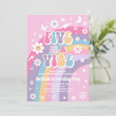 5はVibe Groovy Hippie Rainbow 5誕生日 招待状 (スタンド正面)