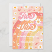 5はVibe Groovy Hippie Rainbow 5誕生日 招待状 (正面)