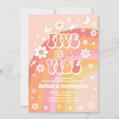 5はVibe Groovy Hippie Rainbow 5誕生日 招待状 (正面)