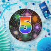 5イベント-おもしろい, カラフル, はっきりした, Rainbow 5 ペーパープレート (パーティー)