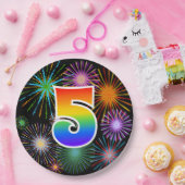 5イベント-おもしろい, カラフル, はっきりした, Rainbow 5 ペーパープレート (パーティー)