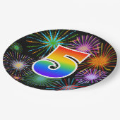 5イベント-おもしろい, カラフル, はっきりした, Rainbow 5 ペーパープレート (アングル)