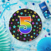 5イベント: はっきりした、おもしろい、レインボーカラフル5 ペーパープレート (パーティー)