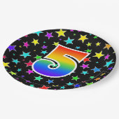 5イベント: はっきりした、おもしろい、レインボーカラフル5 ペーパープレート (アングル)