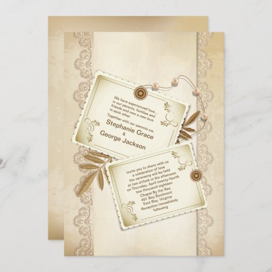 5インチx 7インチのエレガントヴィンテージグランジ結婚の導入 招待状 (正面/裏面)