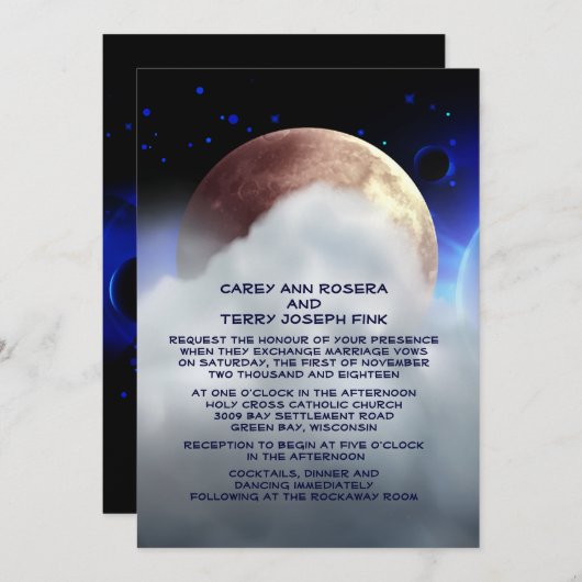 5インチx 7インチ深い宇宙結婚式招待状 招待状 (正面/裏面)