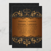 5インチx 7インチ   ヴィンテージゴールデンダマスク結婚式招待状 招待状 (正面/裏面)