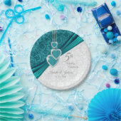 5エレガントターコイズ結婚記念日デザイン ペーパープレート (パーティー)