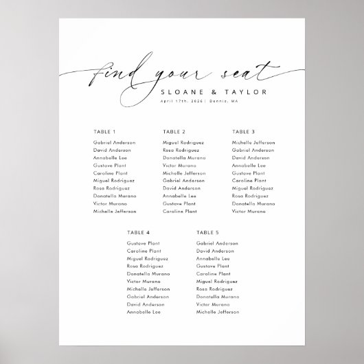 5エレガントテーブルようこそ座席表 ポスター (正面)