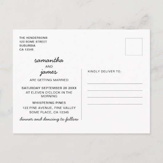 5エレガントフォト結婚式招待状 ポストカード (裏面)