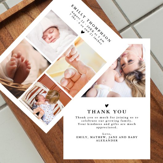 5エレガントモダンフォトベビーシャワーありがとう サンキューカード