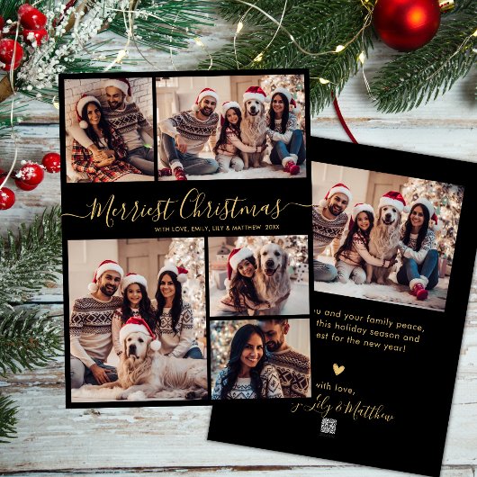 5エレガント写真コラージュメリークリスマス シーズンカード