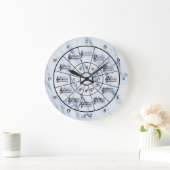 5エレガント分の1の青大理石模様の円 ラージ壁時計 (ホーム)