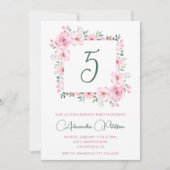 5エレガント歳の誕生日招待状フローラピンク 招待状 (正面)