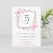 5エレガント歳の誕生日招待状フローラピンク 招待状 (スタンド正面)